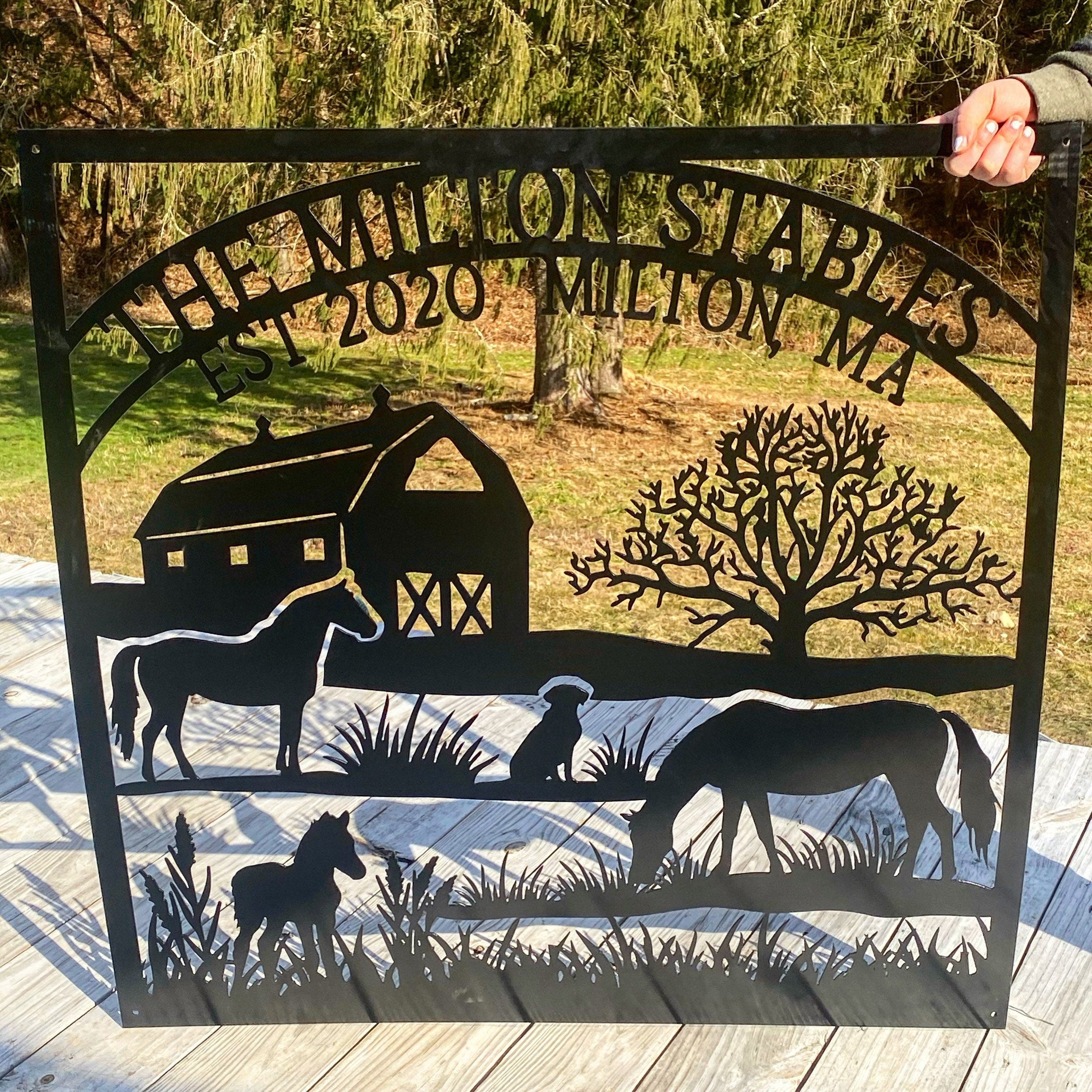 Custom Metal Horse Farm Sign - Custom Metal Horse Ranch Sign - Farm Ho ...