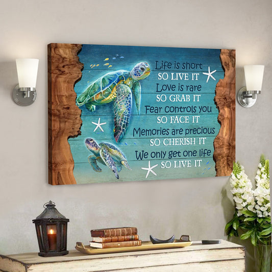 God Jesus Landscape Canvas Prints - God Wall Art - Turtle Under The Ocean - We Only Get One Life So Live It - Ciaocustom