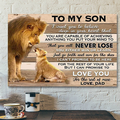 Lion Dad To My Son - I Can Promise To Love You - Dad Son Canvas Print - Best Gift For Son - Ciaocustom