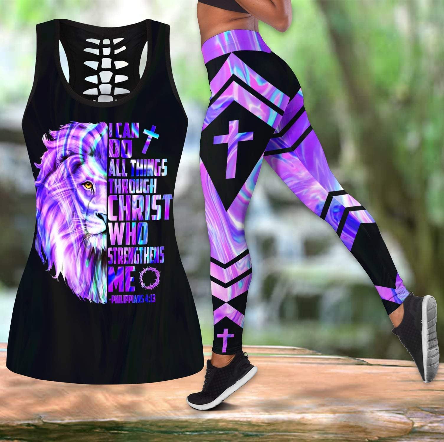 I Can Do All Things Through Christ Who Strengthen Me Jesus - Christian Tank Top And Legging Sets For Women