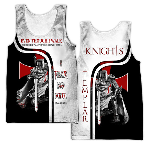 Knight Templar I Fear No Evil Jesus  Tank Top Tank Top - Christian Tank Top For Men