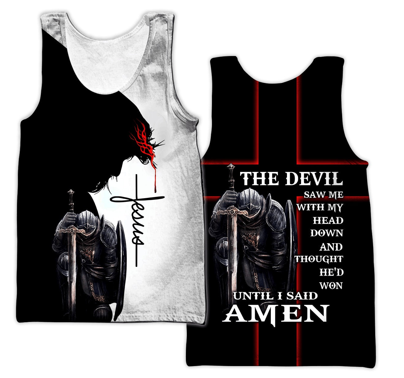 The Devil Saw Me With The Head Down Jesus Unisex Tank Top - Christian Tank Top For Men