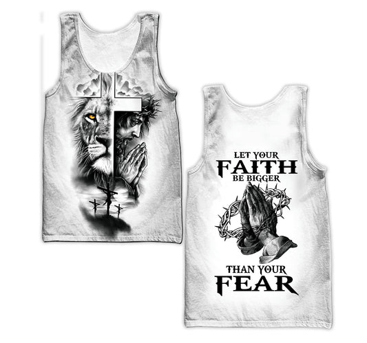 Let Your Faith Be Bigger Than Your Fear Jesus Unisex Tank Top - Christian Tank Top For Men