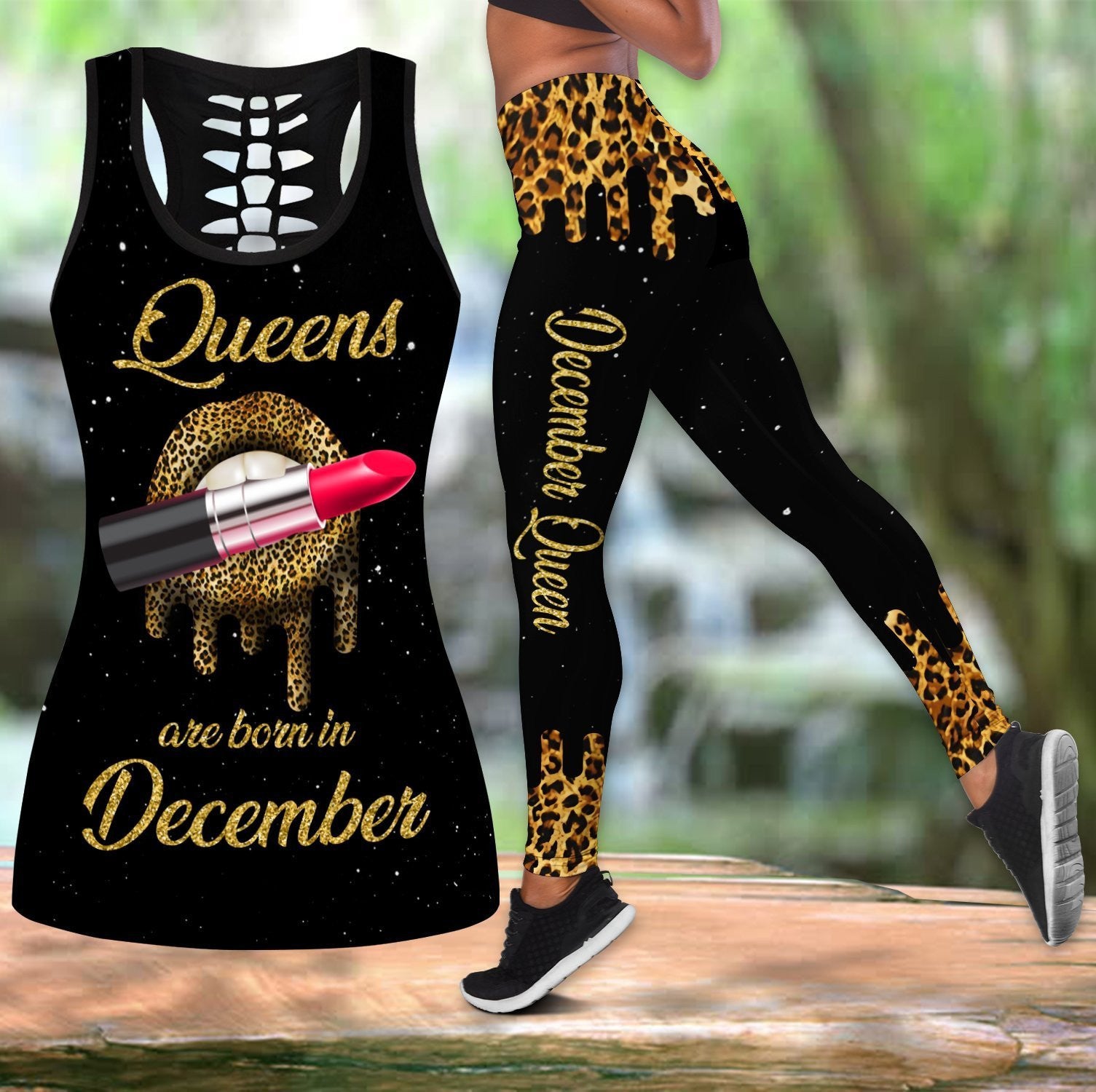 Lips Leopard Queens Are Born In December Jesus - Christian Tank Top And Legging Sets For Women