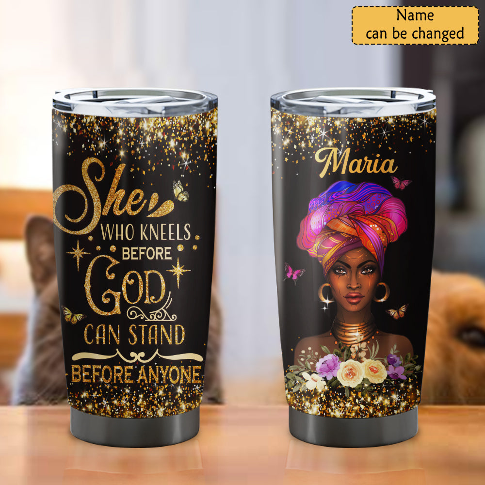 Personalized She Who Kneels Before God Tumbler - Stainless Steel Tumbler - 20oz Vagabond Tumbler - Tumbler For Cold Drinks - Ciaocustom