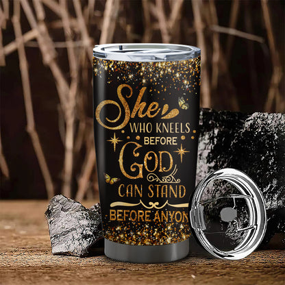 Personalized She Who Kneels Before God Tumbler - Stainless Steel Tumbler - 20oz Tumbler - Tumbler For Cold Drinks - Ciaocustom