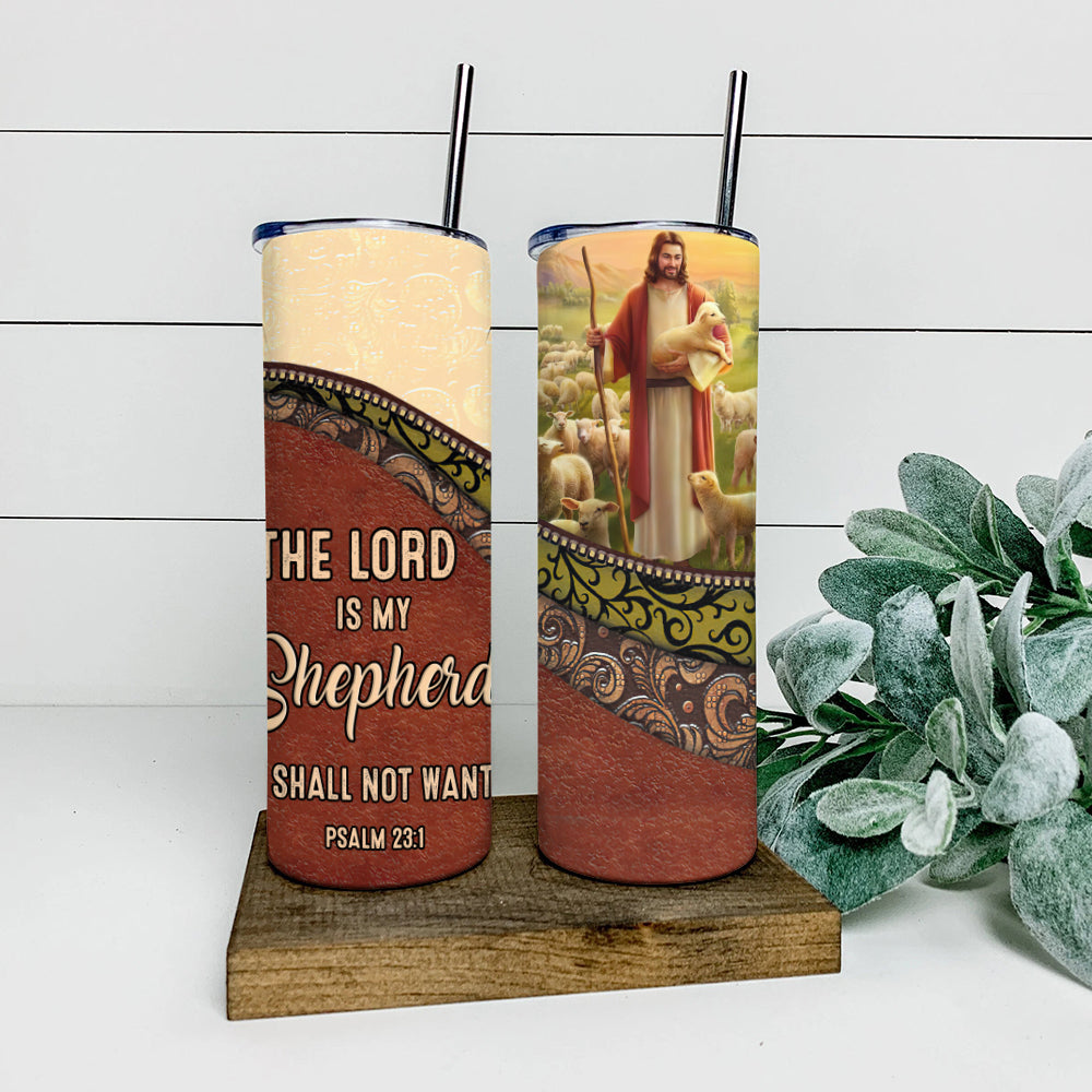 The Lord Is My Shepherd - Personalized Tumbler - Stainless Steel Tumbler - 20oz Skinny Tumbler - Tumbler For Cold Drinks - Ciaocustom