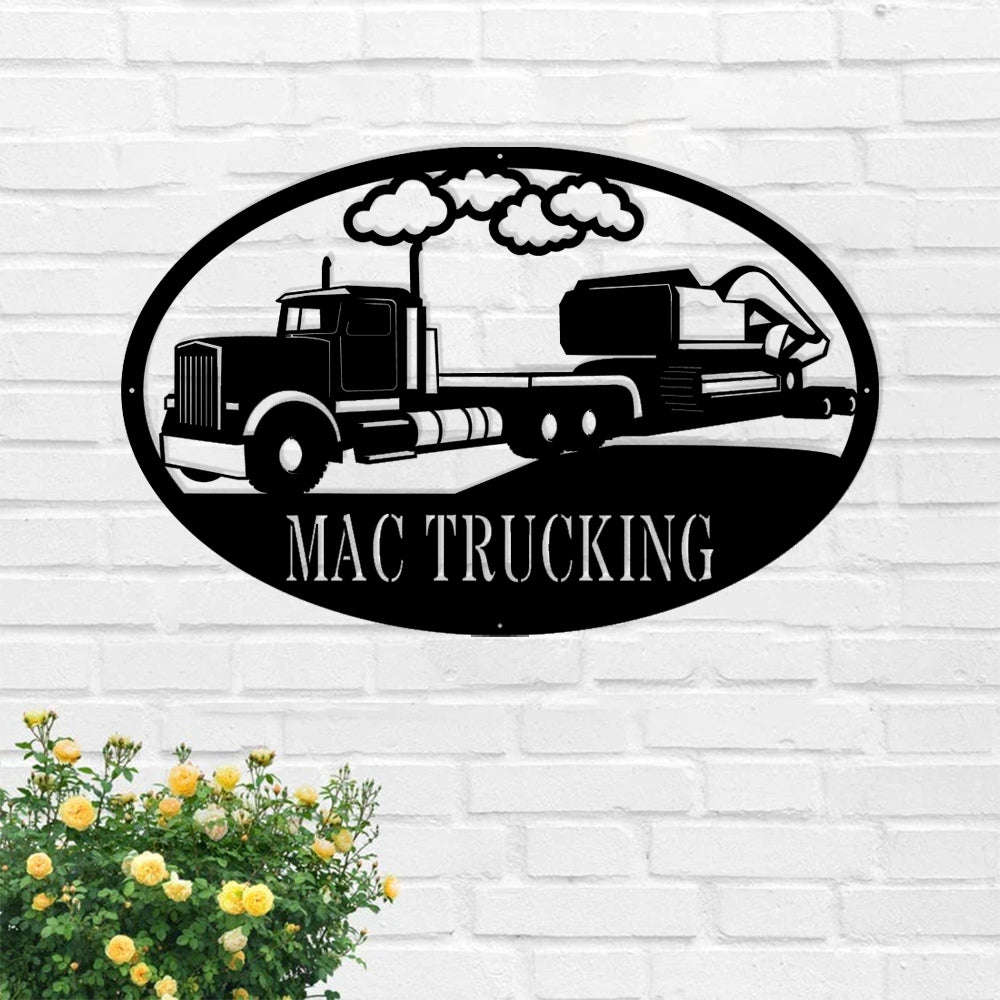 Custom Semi Excavator Metal Sign - Personalized Metal Truck Wall Art - Metal Truck Decor - Gifts For Truck Drivers
