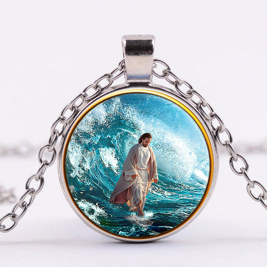 Jesus Walks On The Sea - Jesus Christ Necklace - Catholic Necklace - Religious Pendant - Ciaocustom