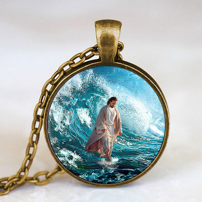 Jesus Walks On The Sea - Jesus Christ Necklace - Catholic Necklace - Religious Pendant - Ciaocustom