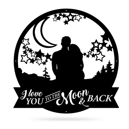 Love You To The Moon Metal Wall Art - Valentines Day Gift for Girlfriend