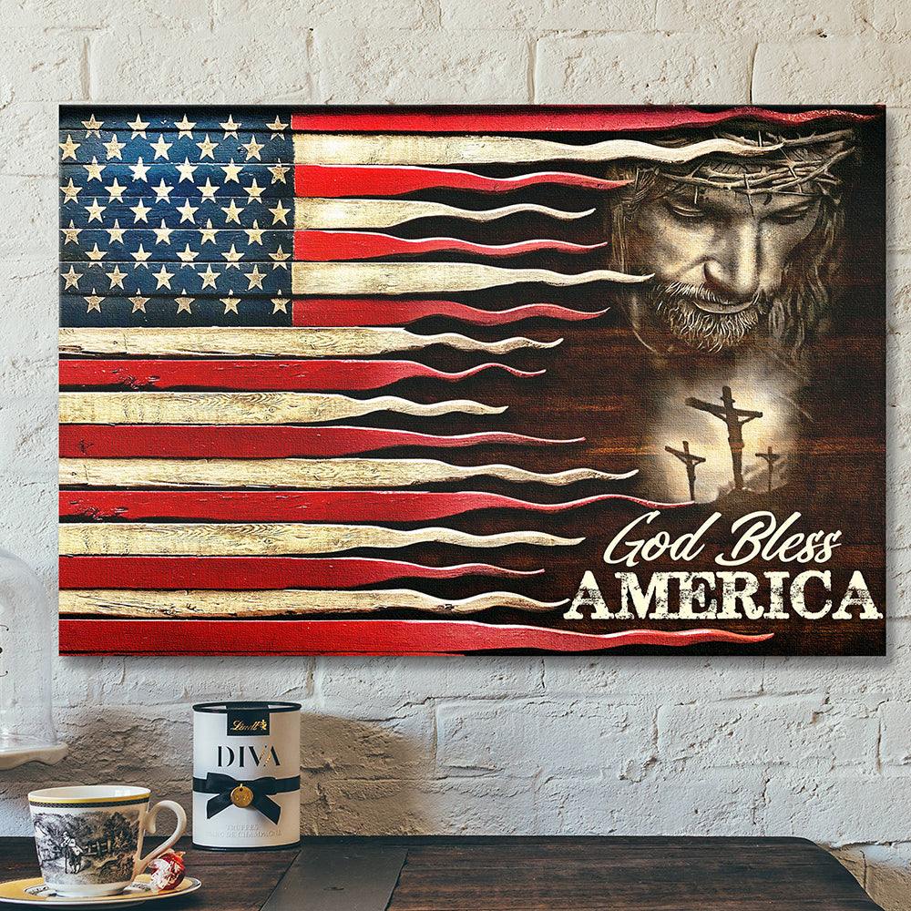 Jesus Canvas Art - Scripture Canvas Wall Art - Christian Canvas Art - God Bles America Canvas Poster - Ciaocustom