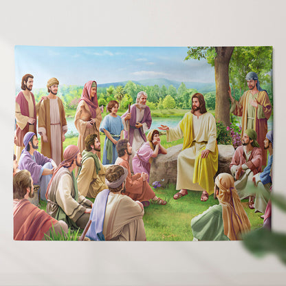 People Listening To Jesus Tapestry - Jesus With Peoples Pictures - God Tapestry - Jesus Christ Tapestry - Gift For Christian - Ciaocustom