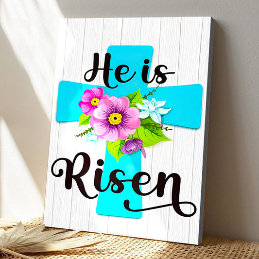 He Is Risen Wall Art - Easter Cross Religious Decorations - Easter Canvas - Easter Wall Decor - Christian Canvas - Jesus Home Decor - Ciaocustom
