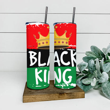 Black King - Juneteenth Tumbler - Stainless Steel Tumbler - 20 oz Skinny Tumbler - Tumbler For Cold Drinks - Ciaocustom