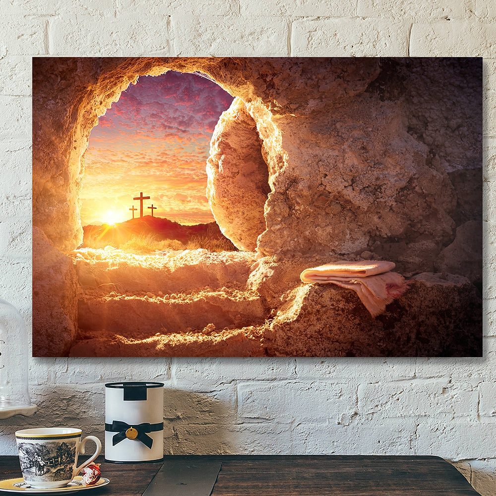 Easter Wall Art - He Is Risen Canvas - Empty Tomb Wall Art - Easter Art - Christian Canvas - Jesus Home Decor - Ciaocustom