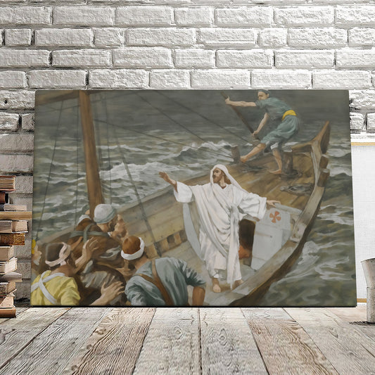 Jesus Calms the Storm at the Sea - Matthew 8:24-34 - Christ Pictures - Christian Canvas Prints - Faith Canvas - Gift For Christian - Ciaocustom