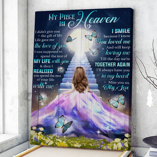 My Piece In Heaven - Girl And Butterfly - Christian Canvas Prints - Faith Canvas - Bible Verse Canvas - Ciaocustom