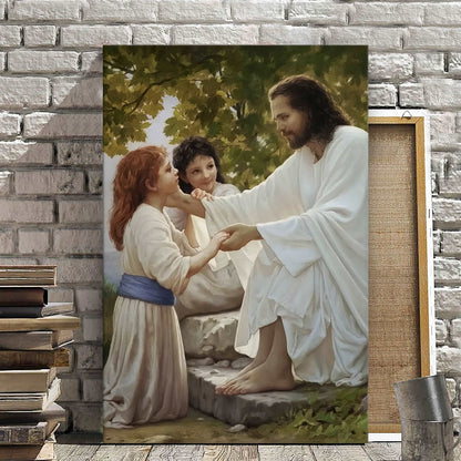 All Thy Children Shall Be Taught - Jesus Wall Art -  Picture Of Jesus With Children - Faith Canvas - Gift For Christian - Ciaocustom