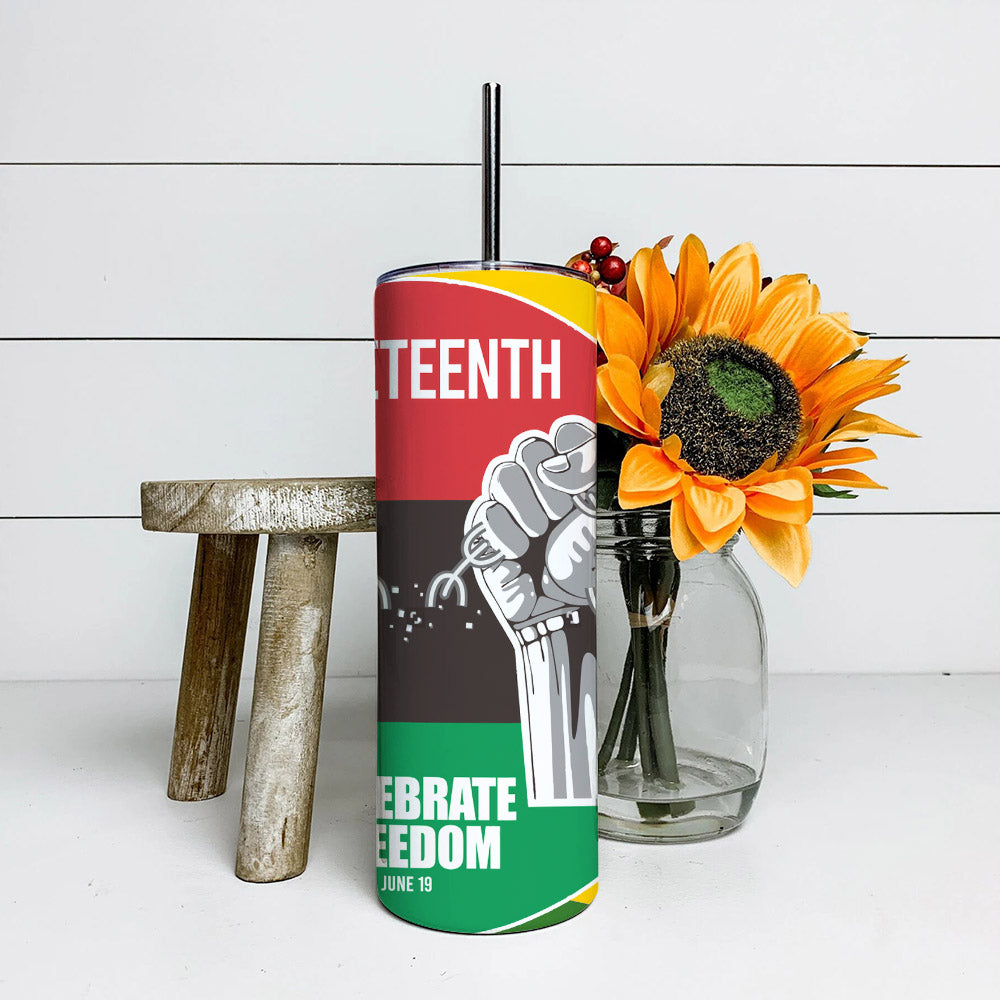 Juneteenth Celebrate Freedom June 19 - Juneteenth Tumbler - Stainless Steel Tumbler - 20 oz Skinny Tumbler - Tumbler For Cold Drinks - Ciaocustom