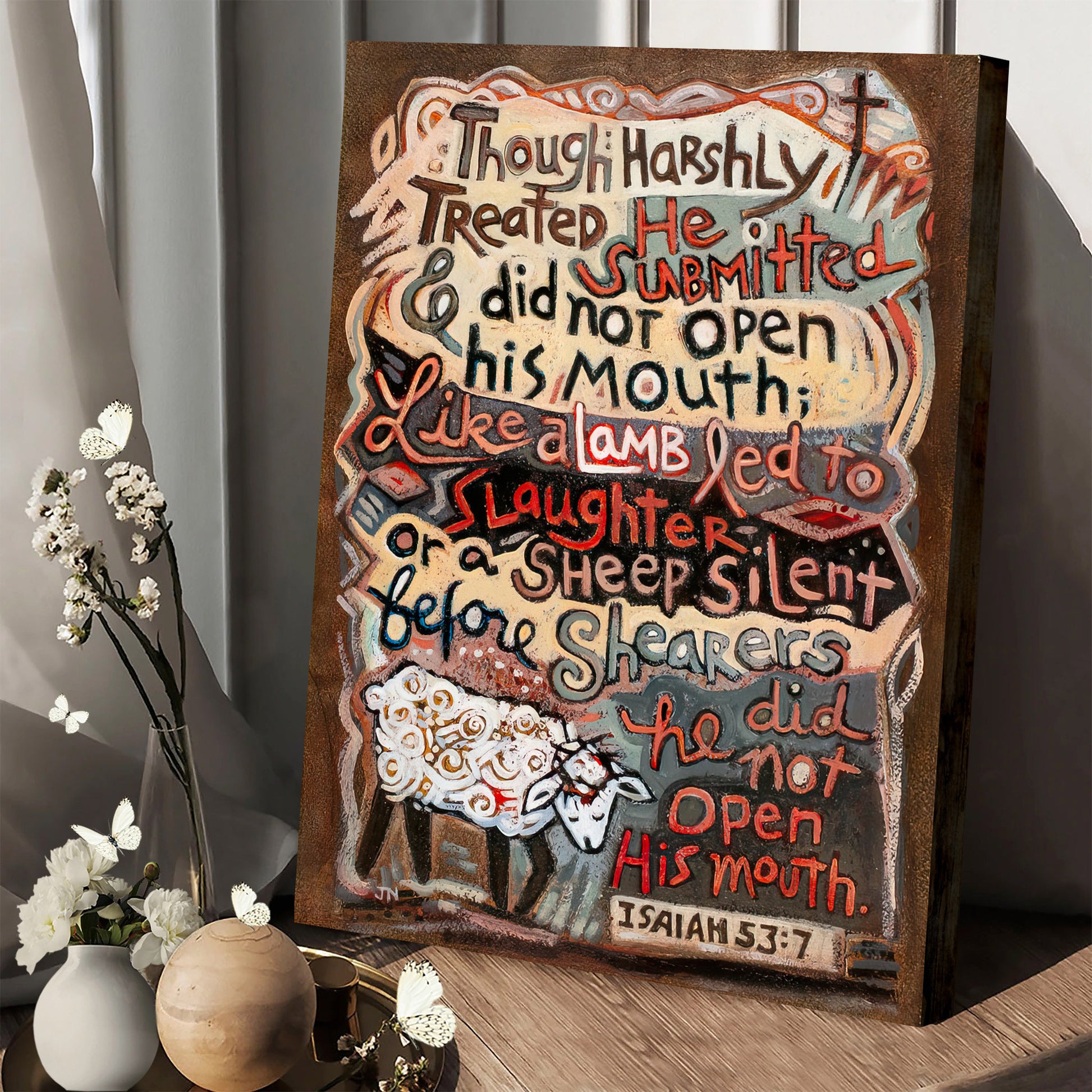 Isaiah 53:7 Like A Lamb To Slaughter Child Canvas - Bible Verse Wall Art - Ciaocustom