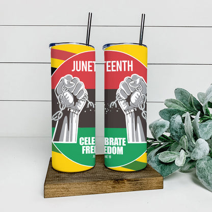 Juneteenth Celebrate Freedom June 19 - Juneteenth Tumbler - Stainless Steel Tumbler - 20 oz Skinny Tumbler - Tumbler For Cold Drinks - Ciaocustom