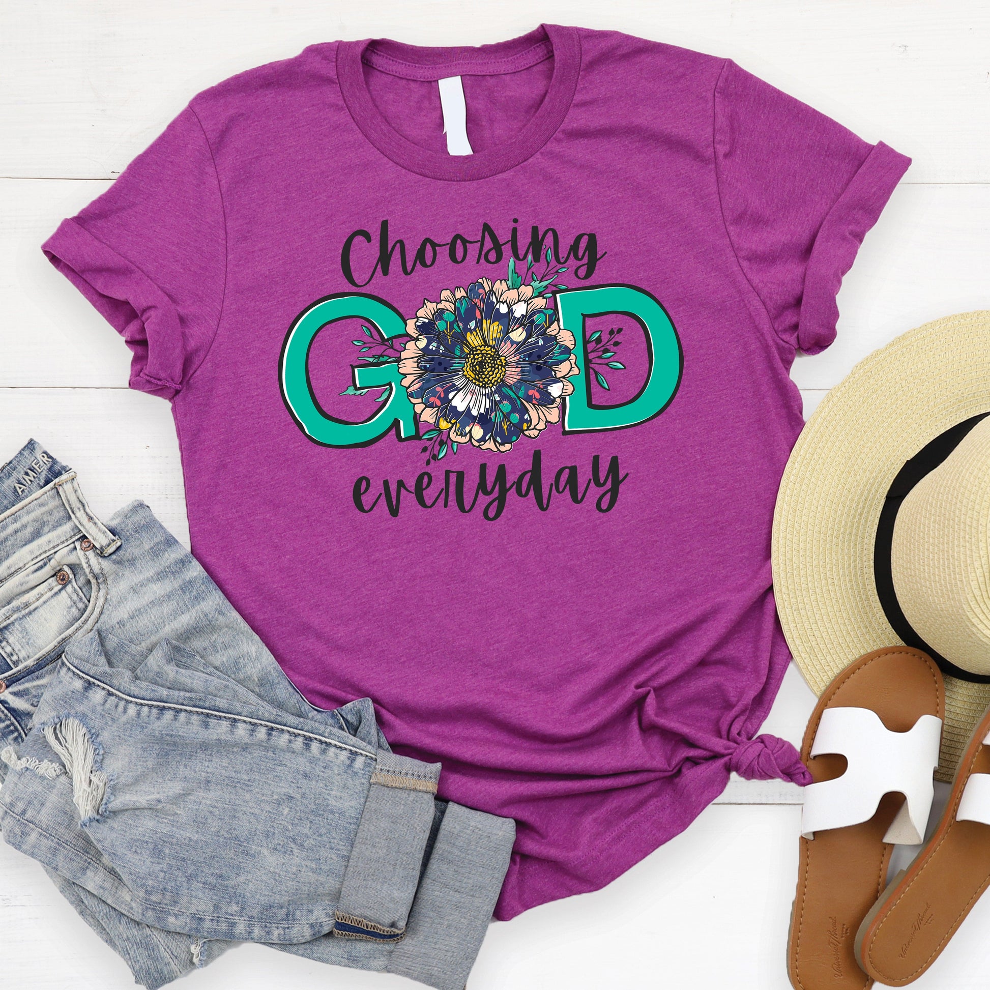 Choosing God Everyday T Shirts For Women - Women's Christian T Shirts - Women's Religious Shirts