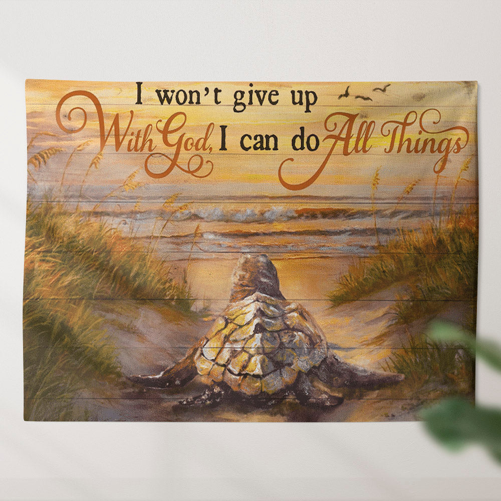 I Won't Not Give Up With God - Bible Verse Tapestry - Religious Tapestry Wall Hangings - Christian Home Wall Decor - Christian Gift - Ciaocustom