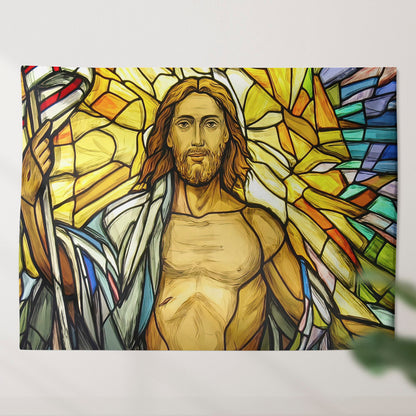 Resurrection Of Jesus Stained Glass Painting - Christian Wall Tapestry - Christian Tapestry - Religious Wall Decor - Ciaocustom