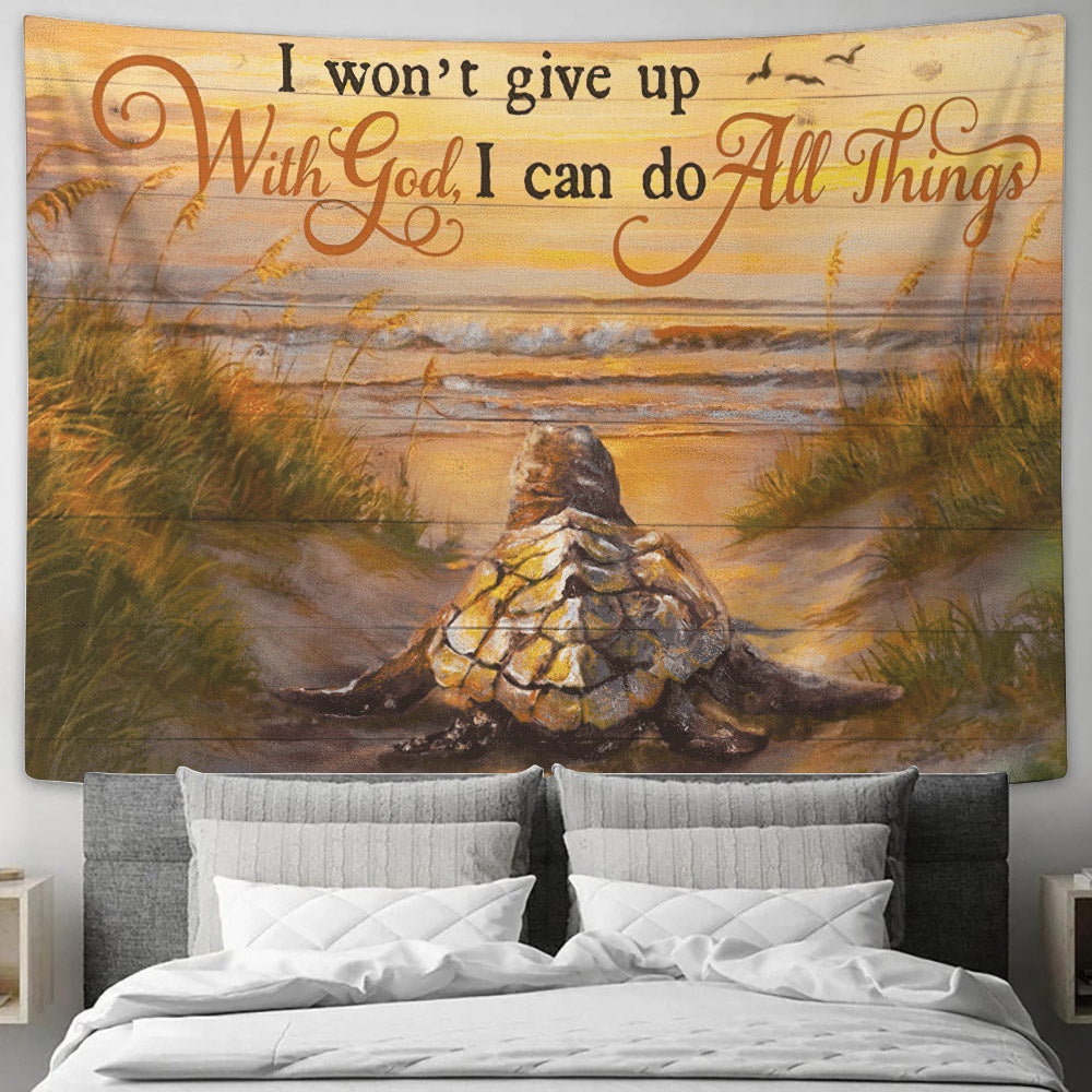 I Won't Not Give Up With God - Bible Verse Tapestry - Religious Tapestry Wall Hangings - Christian Home Wall Decor - Christian Gift - Ciaocustom