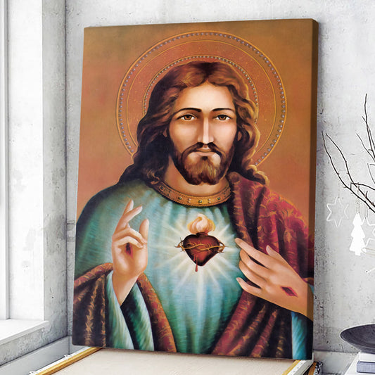 Sacred Heart - Jesus Canvas - Jesus Wall Art - Christian Canvas Prints - Faith Canvas - Gift For Christian - Ciaocustom