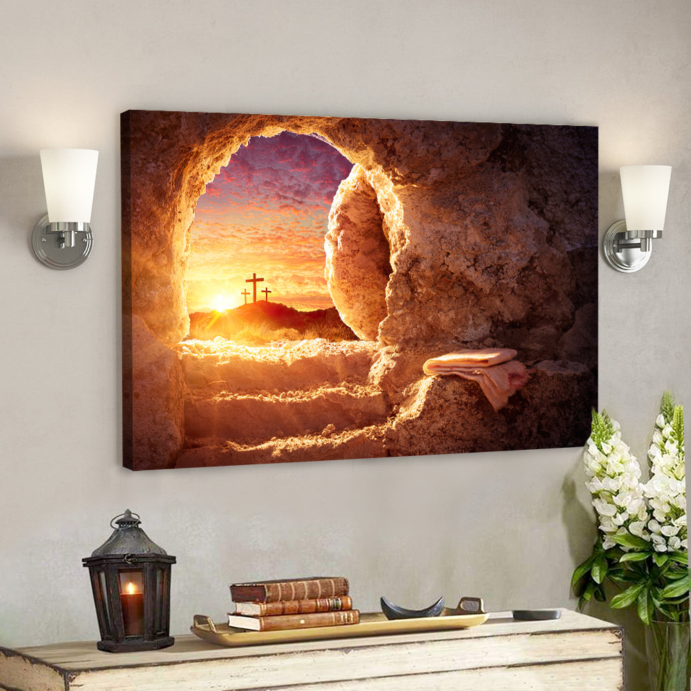Easter Wall Art - He Is Risen Canvas - Empty Tomb Wall Art - Easter Art - Christian Canvas - Jesus Home Decor - Ciaocustom
