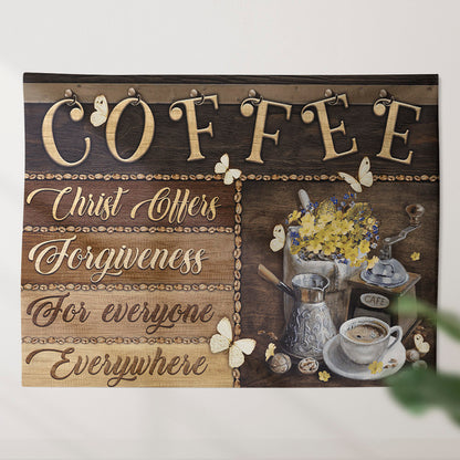 Coffee Christ Offers Forgiveness For Everyone Everywhere Tapestry - Christian Tapestry Wall Hanging - Kitchen And Dining Room Decor - Ciaocustom