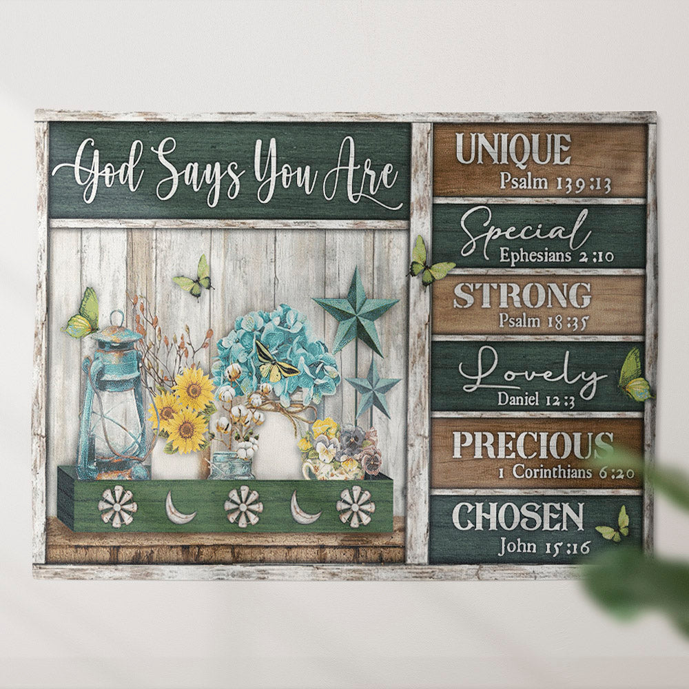 Christian Tapestry Wall Hanging - God Says You Are Tapestry - Sunflower Wall Tapestry - Bible Verse Tapestry - Religious Tapestry - Ciaocustom