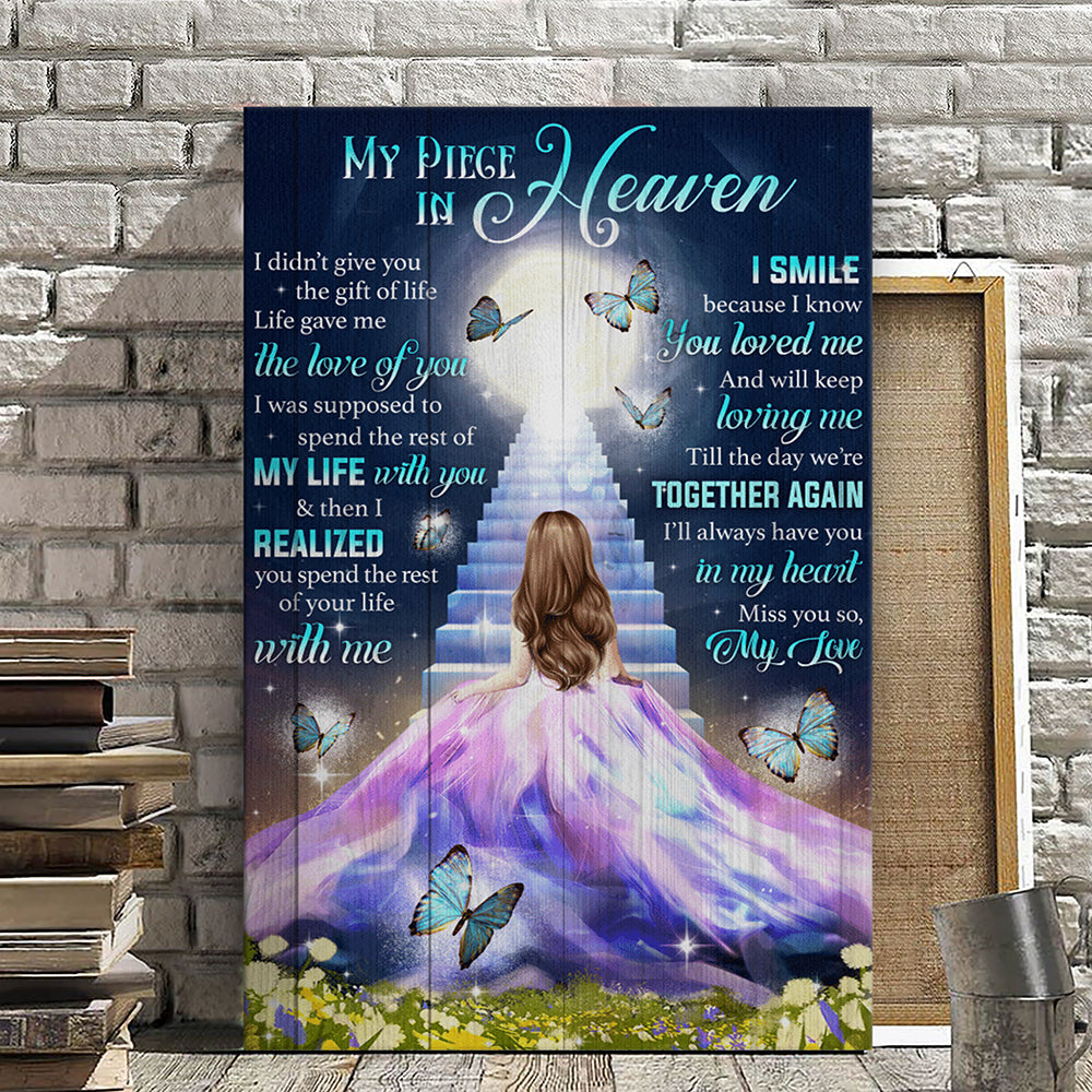 My Piece In Heaven - Girl And Butterfly - Christian Canvas Prints - Faith Canvas - Bible Verse Canvas - Ciaocustom