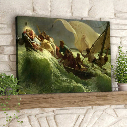 Matthew 8:23-27 NIV - Jesus Calms the Storm - Jesus Canvas Poster - Christian Canvas Prints - Faith Canvas - Ciaocustom