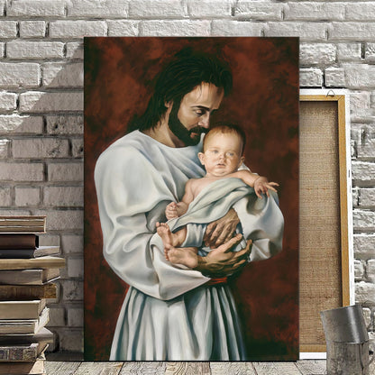 Jesus Holding The Child - Jesus Wall Art - Christian Canvas Prints - Faith Canvas - Gift For Christian - Ciaocustom