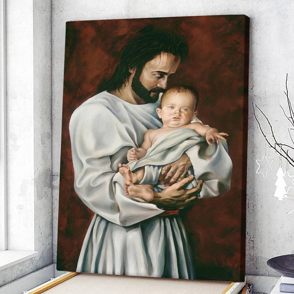 Jesus Holding The Child - Jesus Wall Art - Christian Canvas Prints - Faith Canvas - Gift For Christian - Ciaocustom