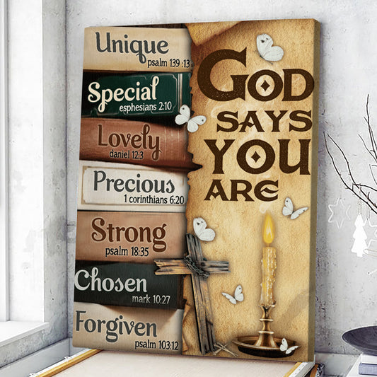 God Says You Are - Butterfly And Cross - Christian Canvas Prints - Faith Canvas - Bible Verse Canvas - Ciaocustom