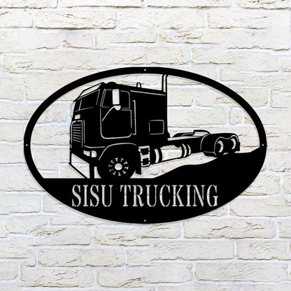 Custom Cab Over Metal Sign - Personalized Metal Truck Wall Art - Metal Truck Decor - Gifts For Truck Drivers