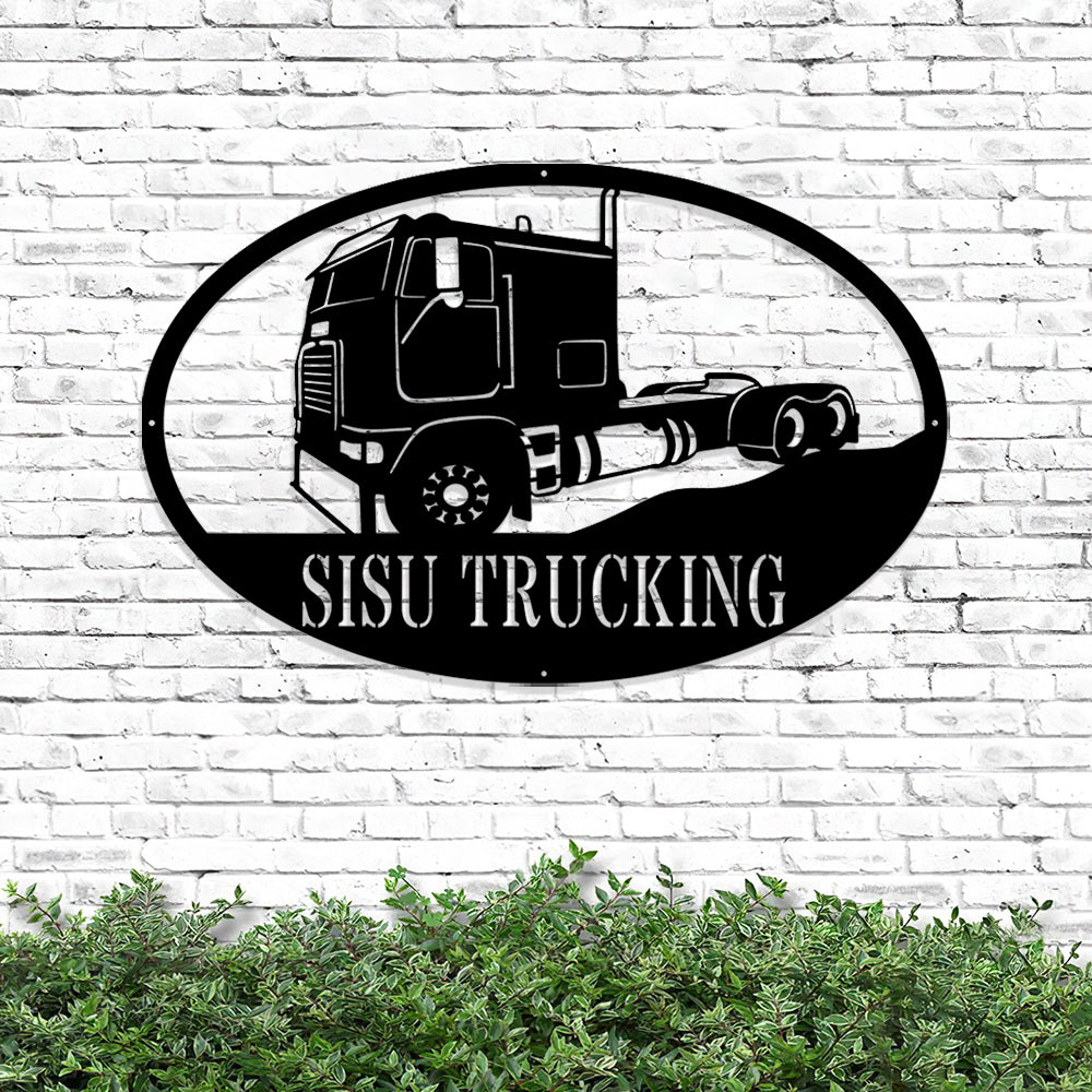 Custom Cab Over Metal Sign - Personalized Metal Truck Wall Art - Metal Truck Decor - Gifts For Truck Drivers