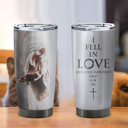 I Fell In Love - Cross Tumbler - Stainless Steel Tumbler - 20oz Vagabond Tumbler - Tumbler For Cold Drinks - Ciaocustom