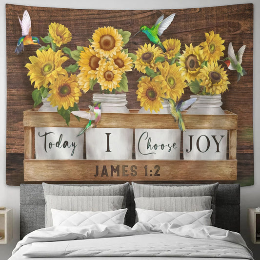 Sunflower Tapestry - Today Is Choose Joy - Sunflower Wall Tapestry - Bible Tapestry - Christian Wall Tapestry - Religious Tapestry - Ciaocustom