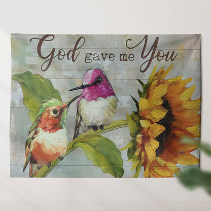 God Gave Me You Tapestry - Sunflower And Bird - Sunflower Wall Tapestry - Bible Tapestry - Christian Wall Tapestry - Religious Tapestry - Ciaocustom