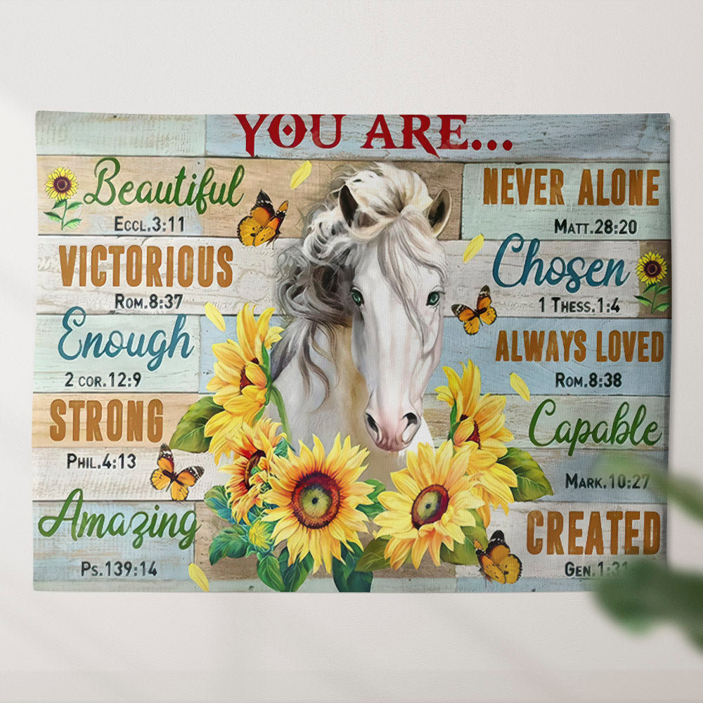 Horse with Sunflowers Wall Tapestry - Sunflower Wall Tapestry - Bible Tapestry - Christian Wall Tapestry - Religious Tapestry - Ciaocustom