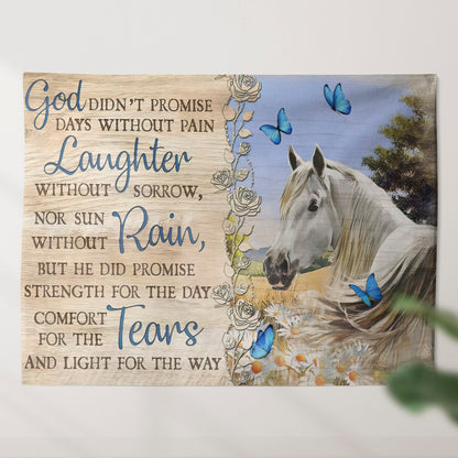 God Did Not Promise Days Without Pain - Horse Wall Tapestry - Bible Tapestry - Jesus Christ Tapestry - Christian Wall Tapestry - Ciaocustom