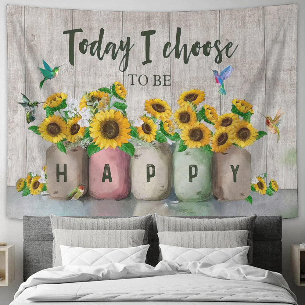 Today I Choose To Be Happy Tapestry - Bible Tapestry - Sunflower Wall Tapestry - Christian Wall Tapestry - Religious Tapestry - Ciaocustom