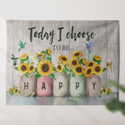 Today I Choose To Be Happy Tapestry - Bible Tapestry - Sunflower Wall Tapestry - Christian Wall Tapestry - Religious Tapestry - Ciaocustom