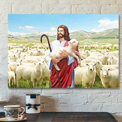 Jesus And Lamb - Christian Gift - Jesus Canvas Painting - Jesus Poster - Jesus Canvas Art - Scripture Canvas - Ciaocustom