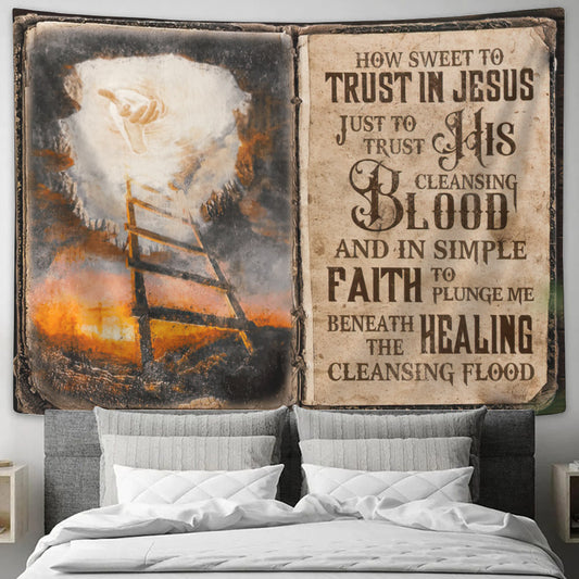 The Saving Hand of God Tapestry - How Sweet To Trust In Jesus - God Tapestry - Christian Wall Tapestry - Religious Tapestry Wall Hanging - Ciaocustom